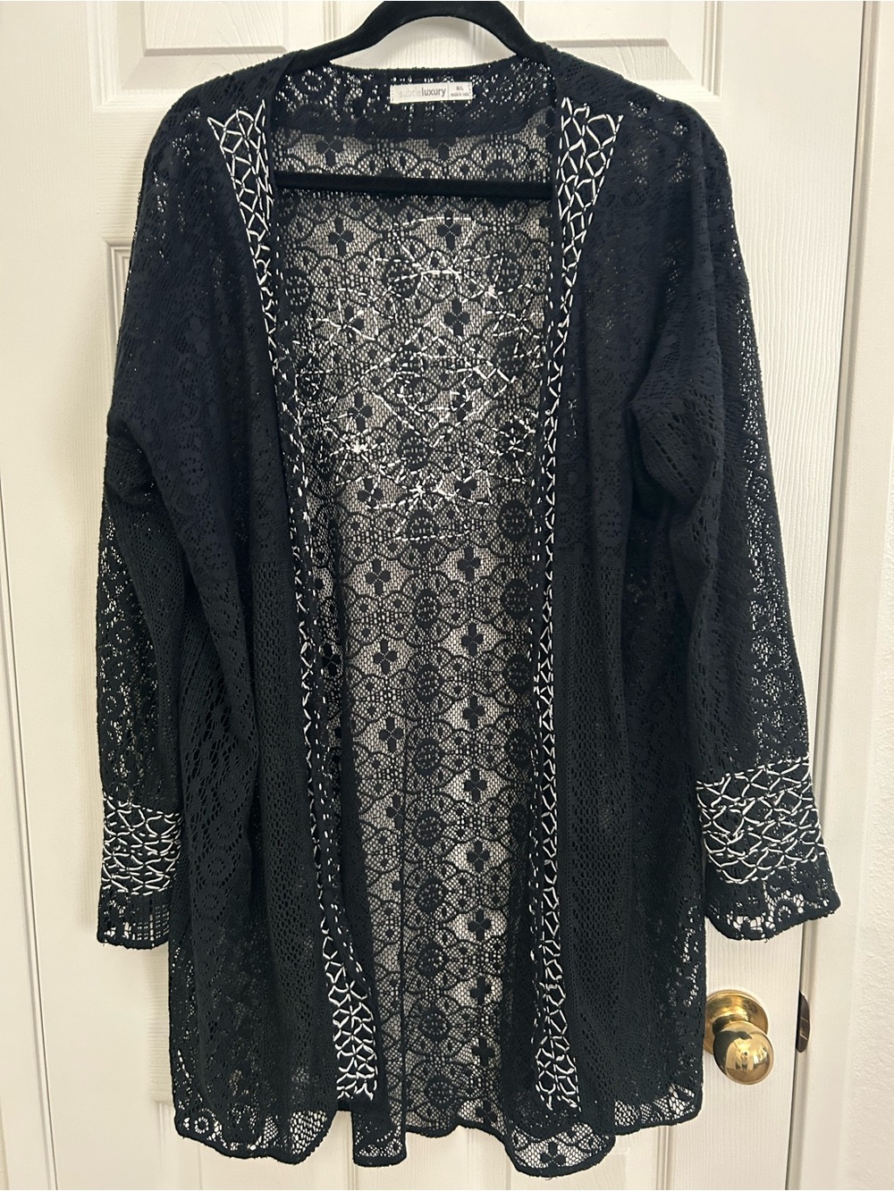 Subtle Luxury Black Lace Open Kimono Beach Cover Up